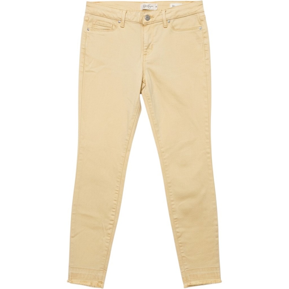 Jessica Simpson Kiss Me Ankle Skinny Jeans 28 Yellow Frayed Hem Pastel Coastal